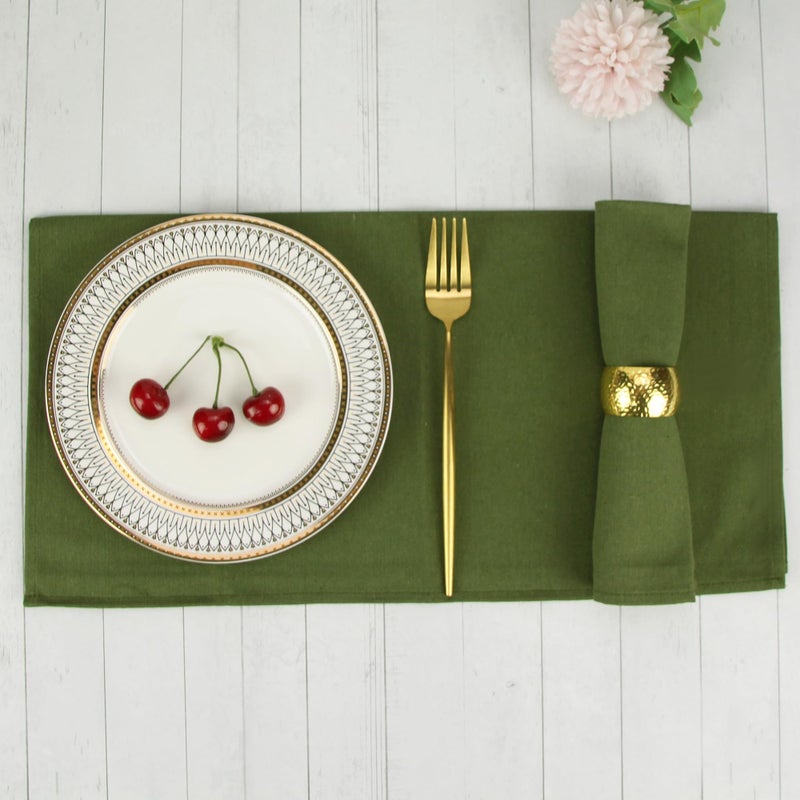 INFEI Solid Color Cotton Blended Dinner Cloth Napkins - Set of 12 (17 x 17 inches) - for Events & Home Use (Army Green) - Image 5